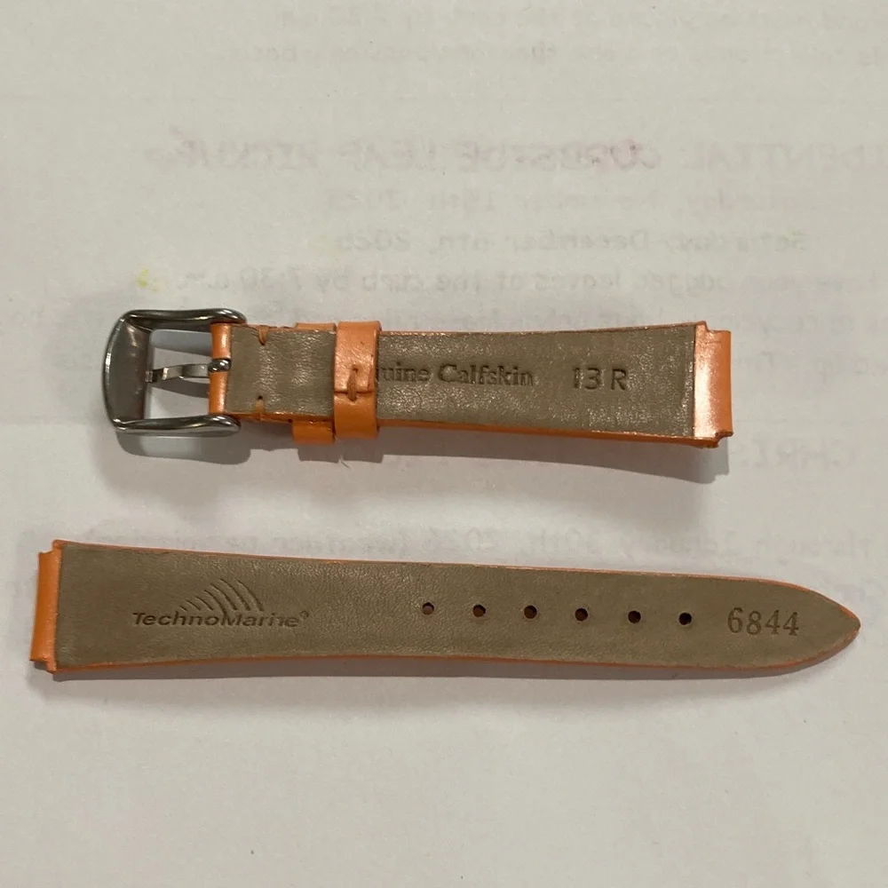 TechnoMarine watch strap, calfskin, 13R, pinkish orange color